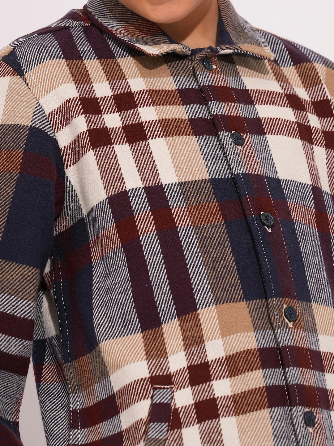 Boys Brown Check Shacket - Image 6