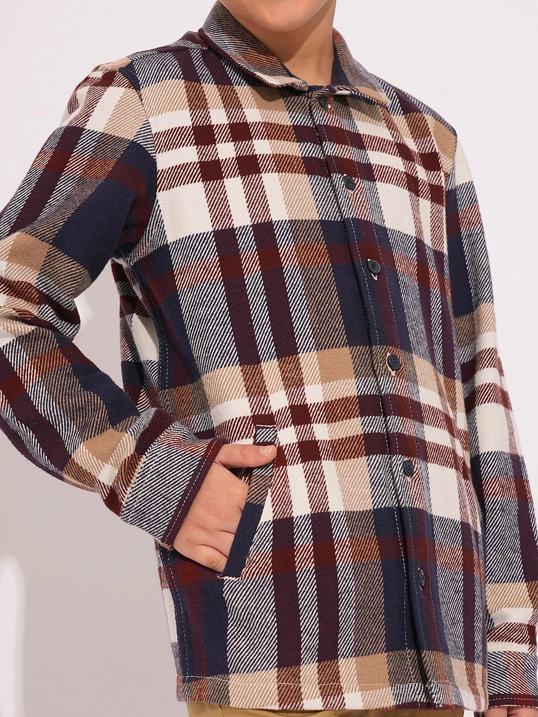 Boys Brown Check Shacket - Image 8