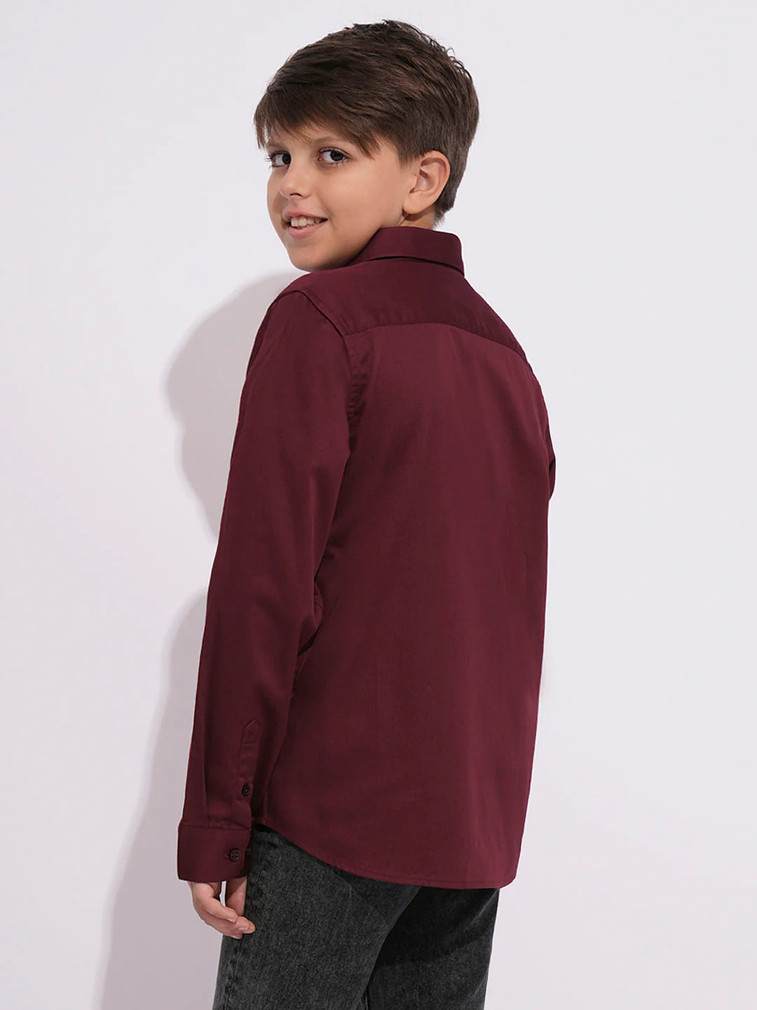 Boys Maroon Full Sleeves Shirt - Image 4