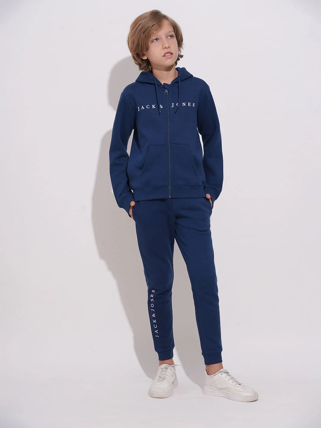 Navy Blue Hooded Co-ord Set Sweatshirt - Image 5