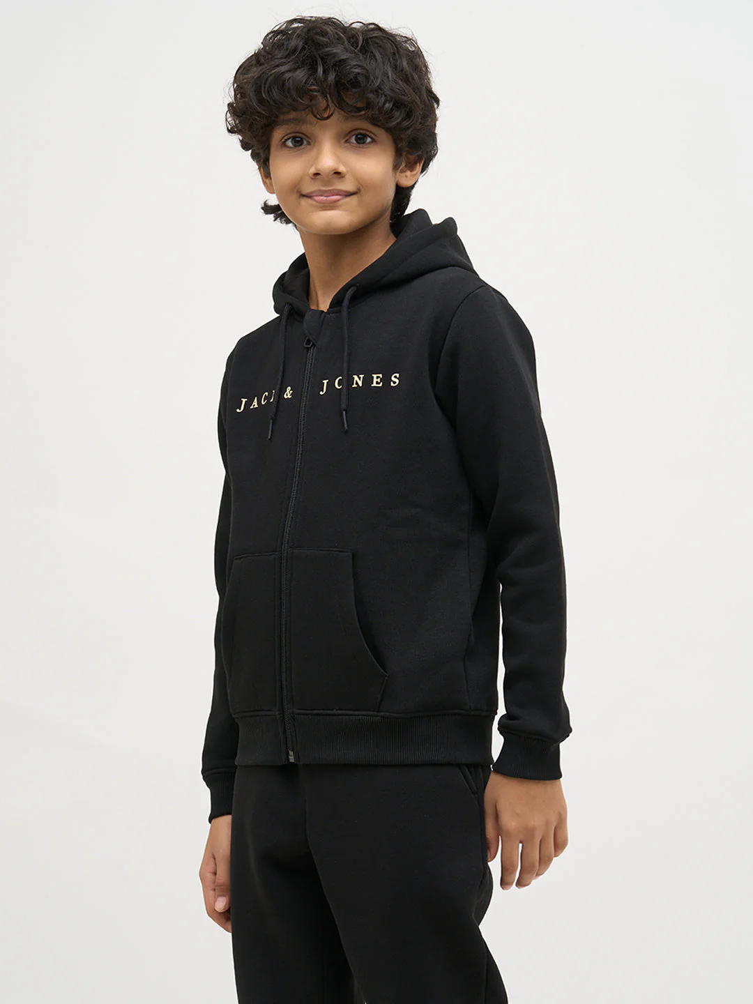 Boys Black Zip-Up Hooded Sweatshirt - Image 3