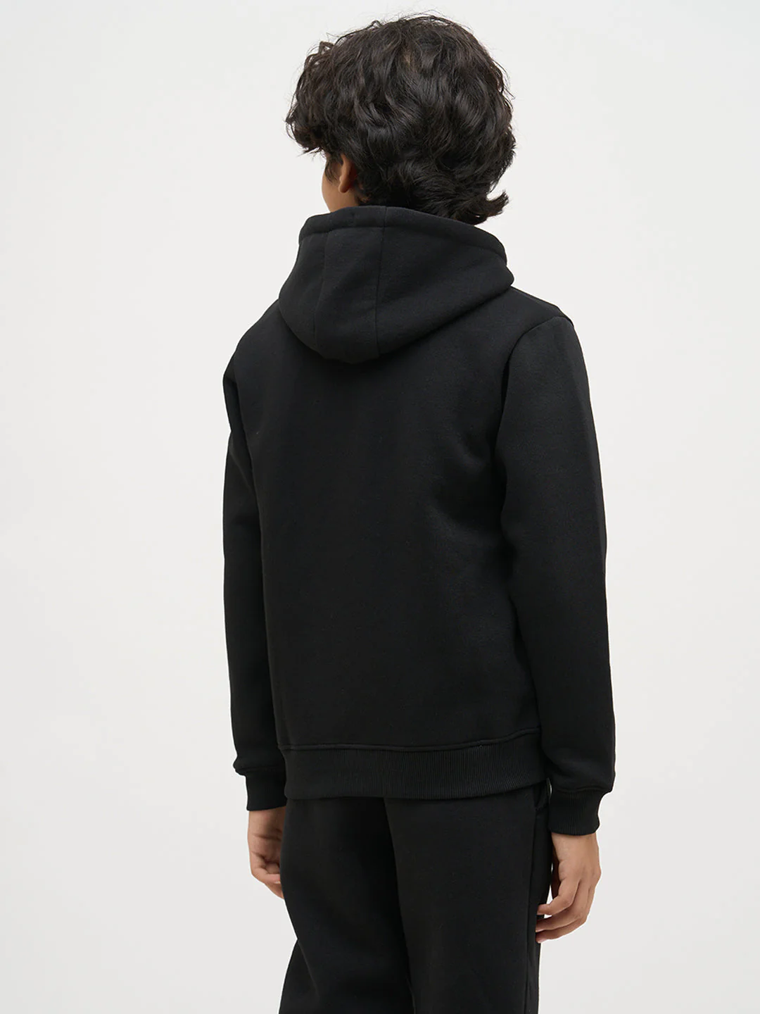 Boys Black Zip-Up Hooded Sweatshirt - Image 4
