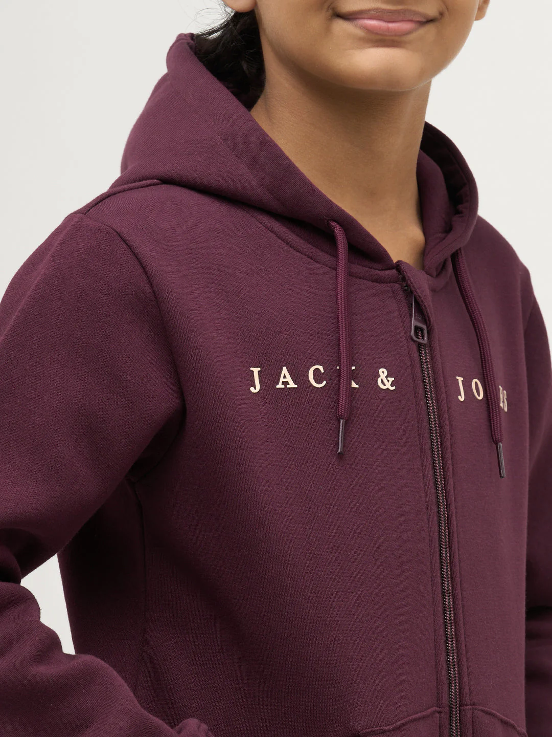 Boys Maroon Zip-Up Hooded Sweatshirt - Image 6