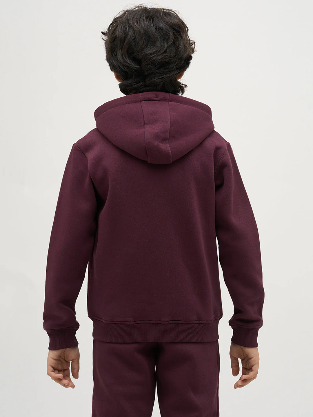 Boys Maroon Zip-Up Hooded Sweatshirt - Image 9