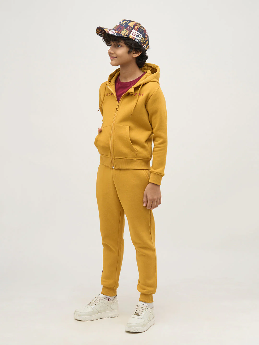 Boys Yellow Zip-Up Hooded Sweatshirt