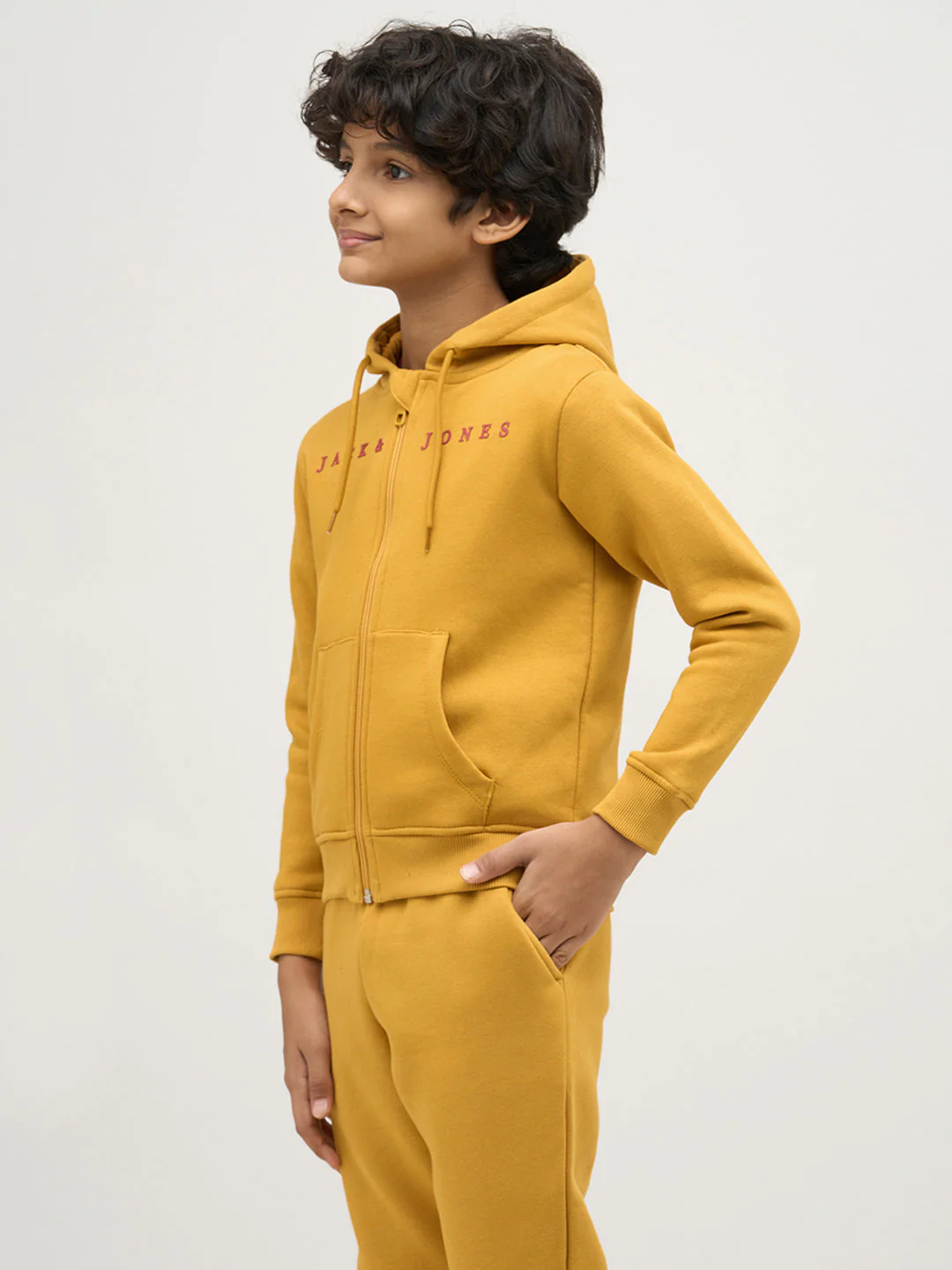 Boys Yellow Zip-Up Hooded Sweatshirt - Image 3
