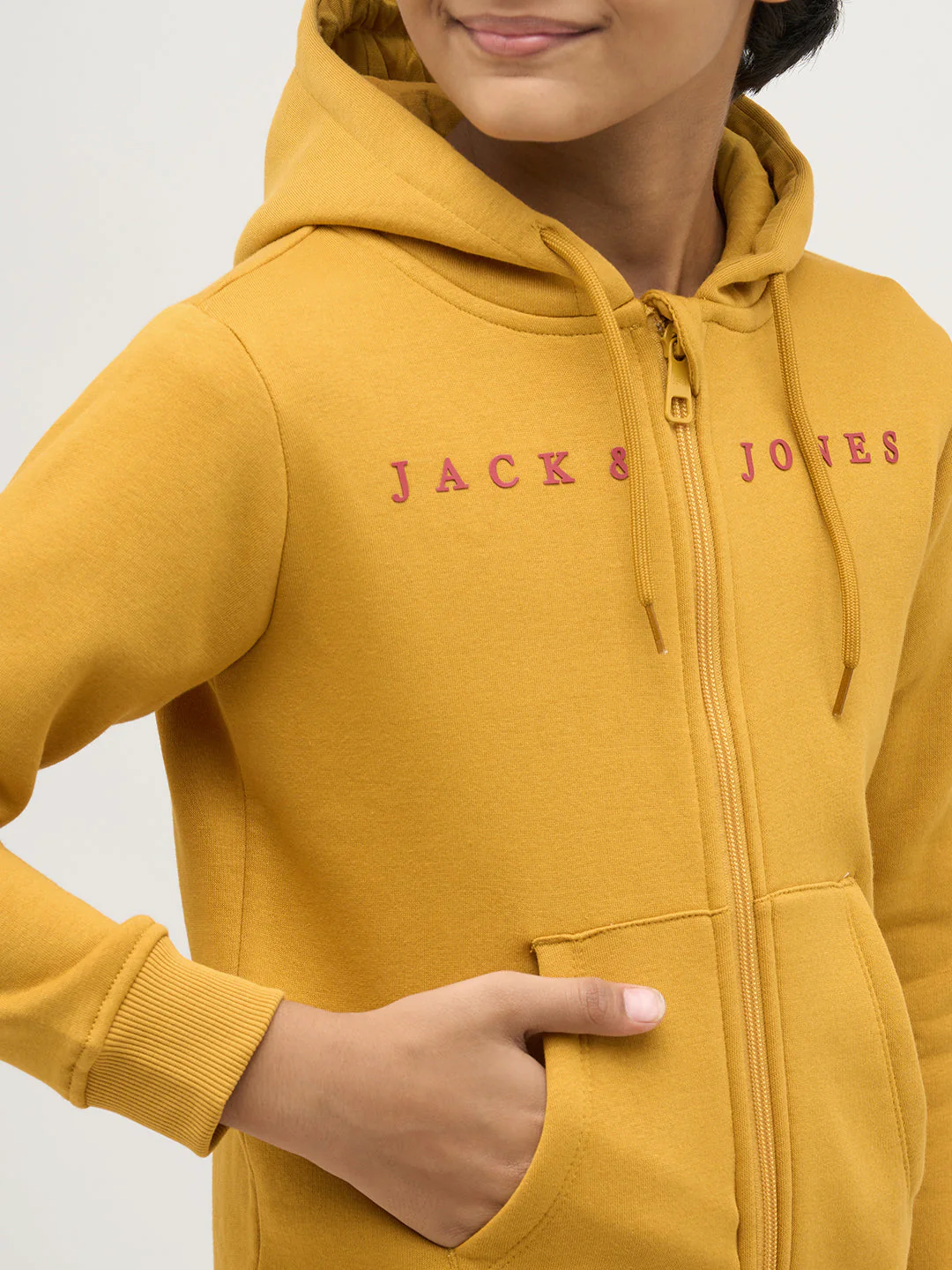Boys Yellow Zip-Up Hooded Sweatshirt - Image 6
