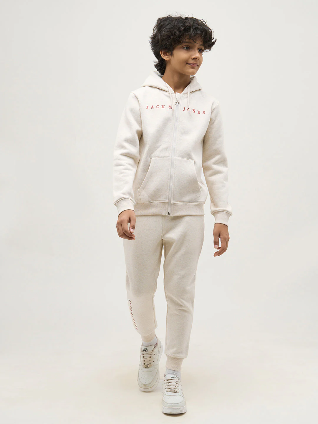 Boys White Zip-Up Hooded Sweatshirt - Image 5