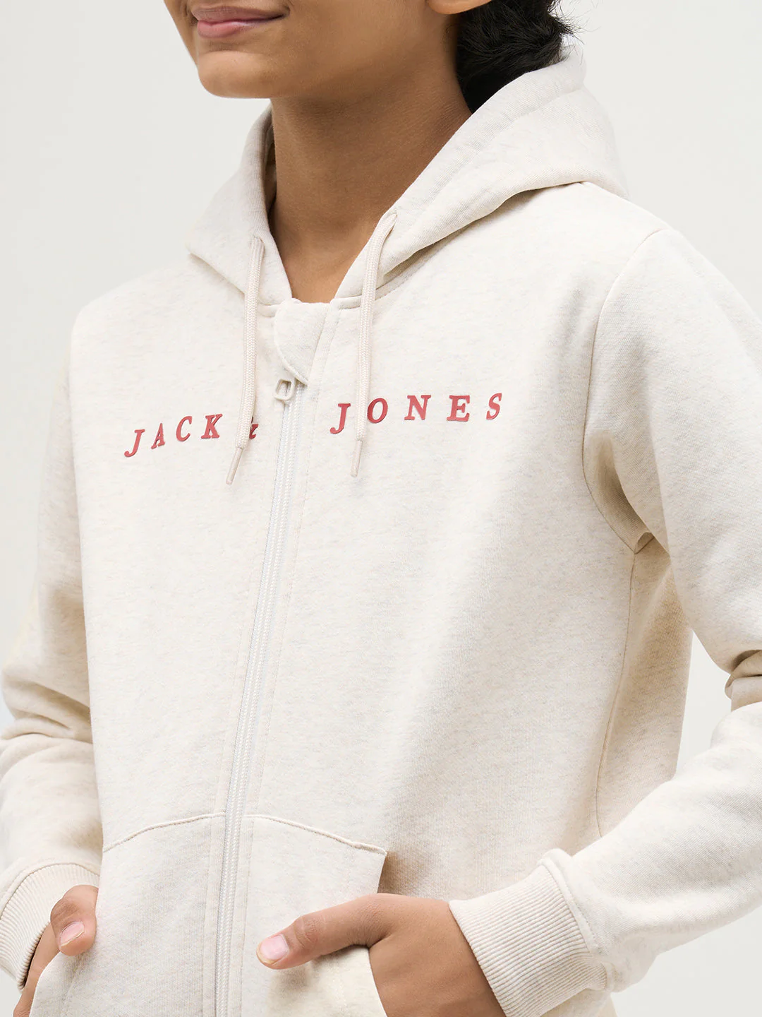 Boys White Zip-Up Hooded Sweatshirt - Image 6