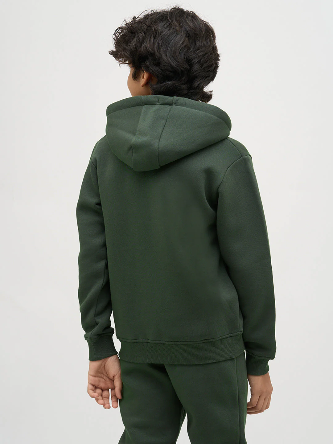 Boys Green Logo Text Hooded Sweatshirt - Image 4
