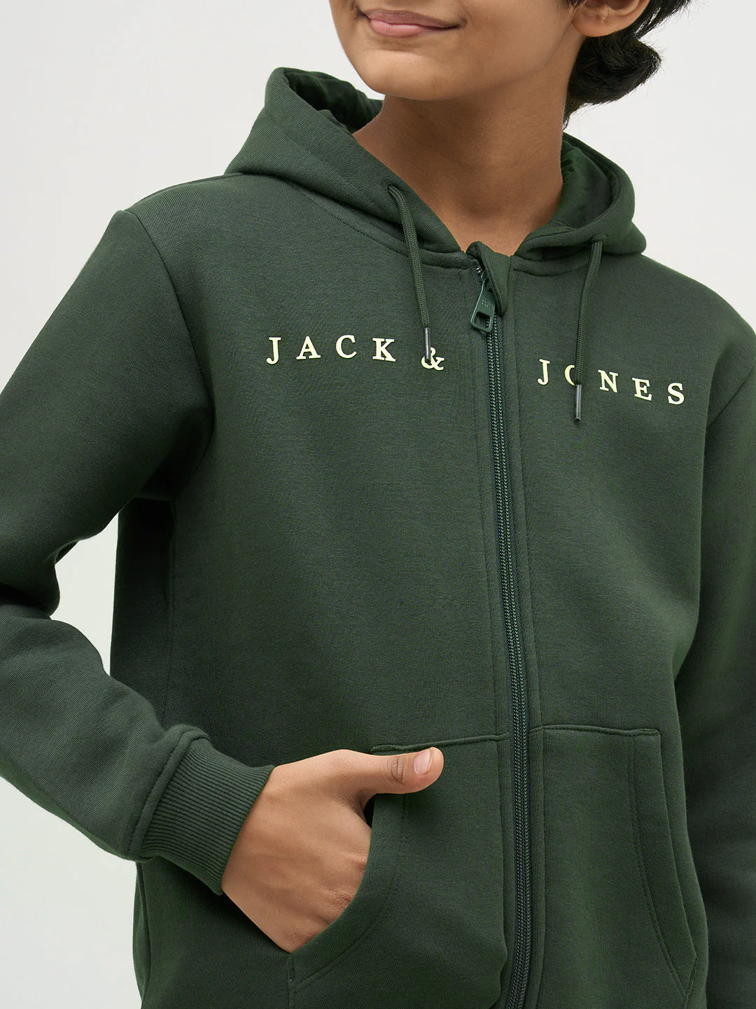 Boys Green Logo Text Hooded Sweatshirt - Image 6