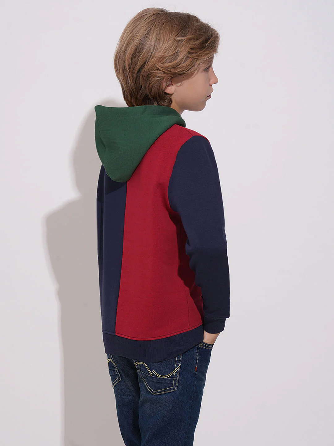 Boys Blue Colourblocked Hooded Sweatshirt - Image 4