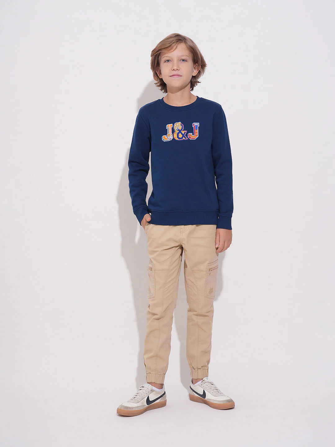 Boys Blue Applique Patchwork Sweatshirt - Image 5