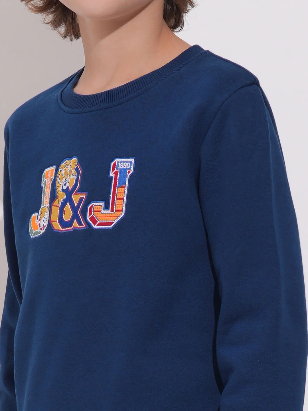 Boys Blue Applique Patchwork Sweatshirt - Image 6