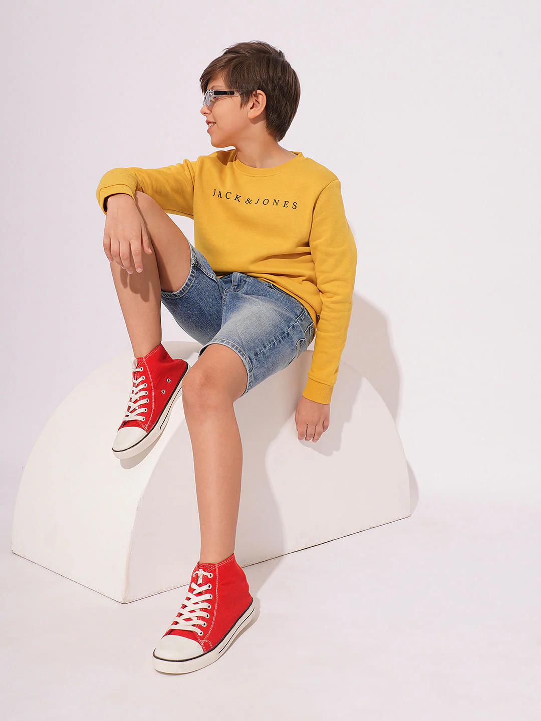 Boys Yellow Logo Print Sweatshirt