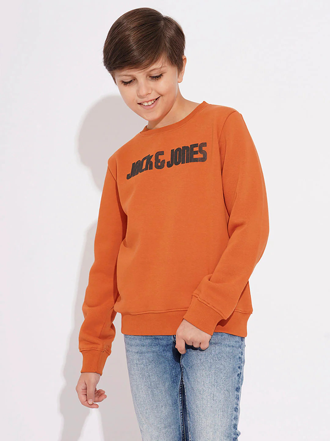 Boys Orange Logo Print Sweatshirt - Image 2