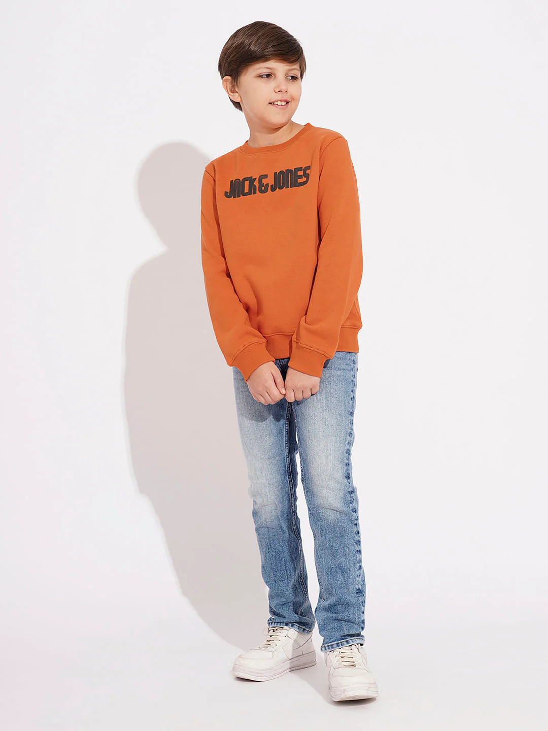 Boys Orange Logo Print Sweatshirt - Image 5