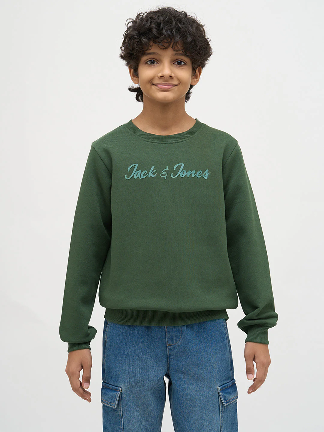 Boys Green Logo Text Sweatshirt - Image 8