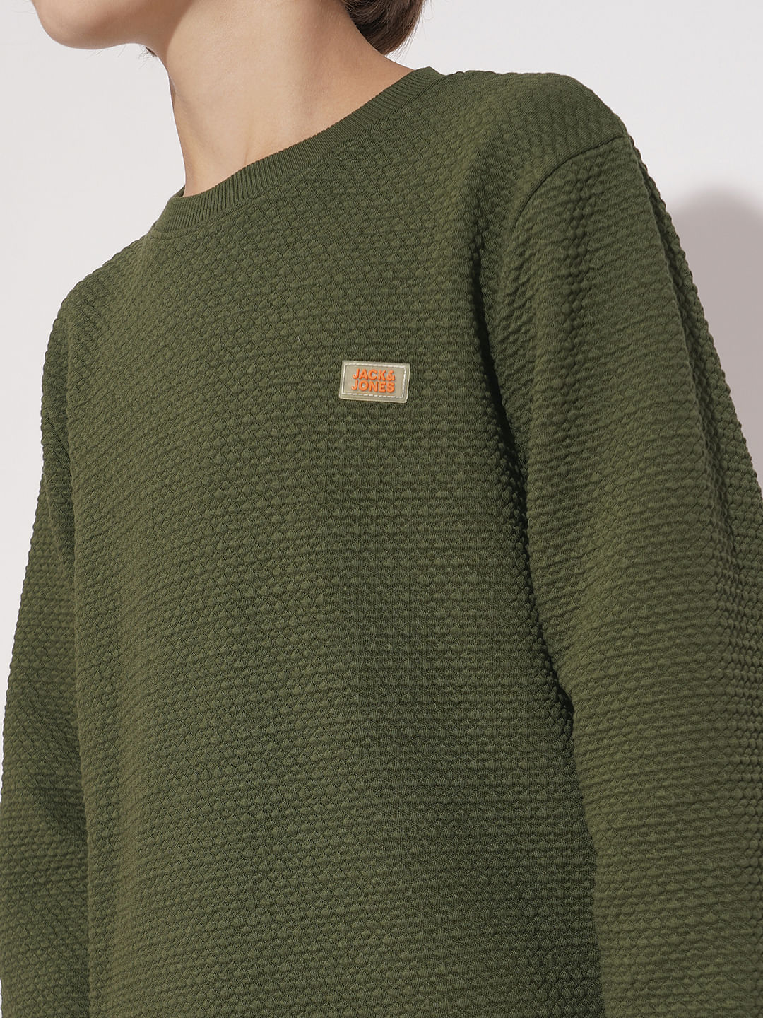 Boys Olive Textured Co-ord Set Sweatshirt - Image 6