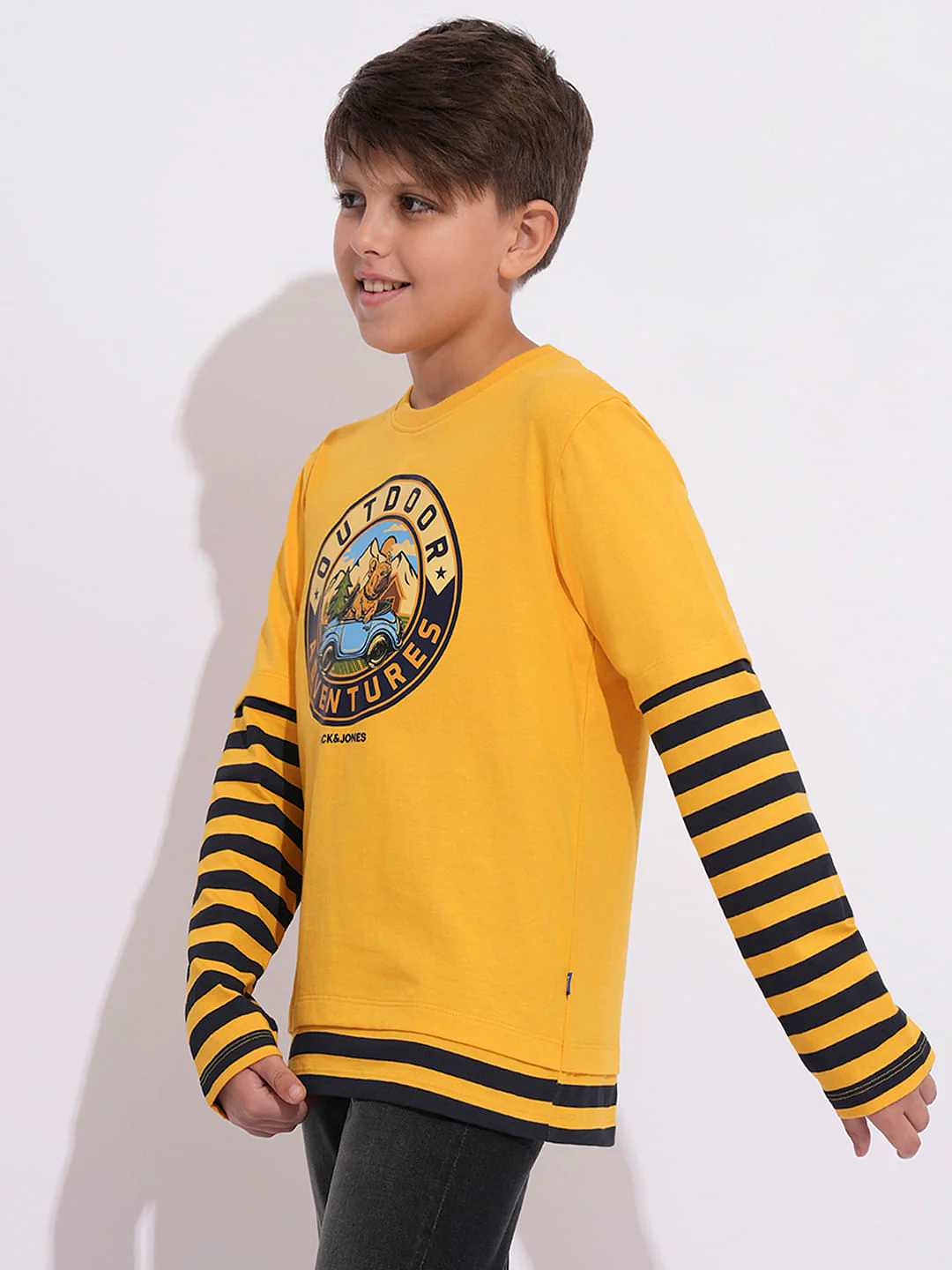 Boys Yellow Printed Crew Neck T-shirt - Image 3