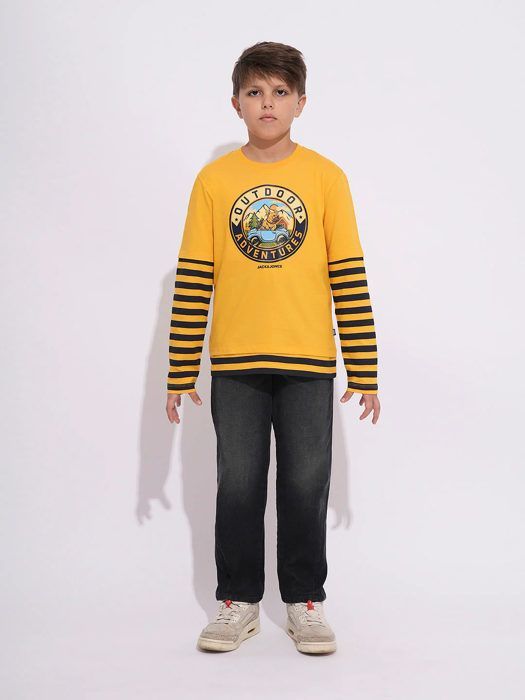 Boys Yellow Printed Crew Neck T-shirt - Image 5