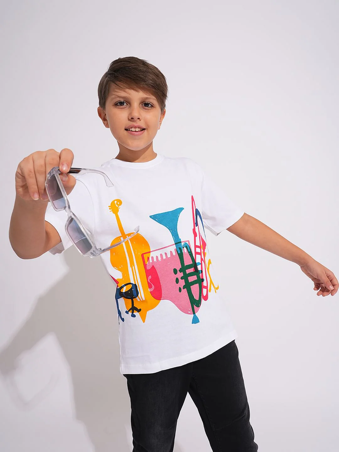 White Graphic Print Cotton T-shirt