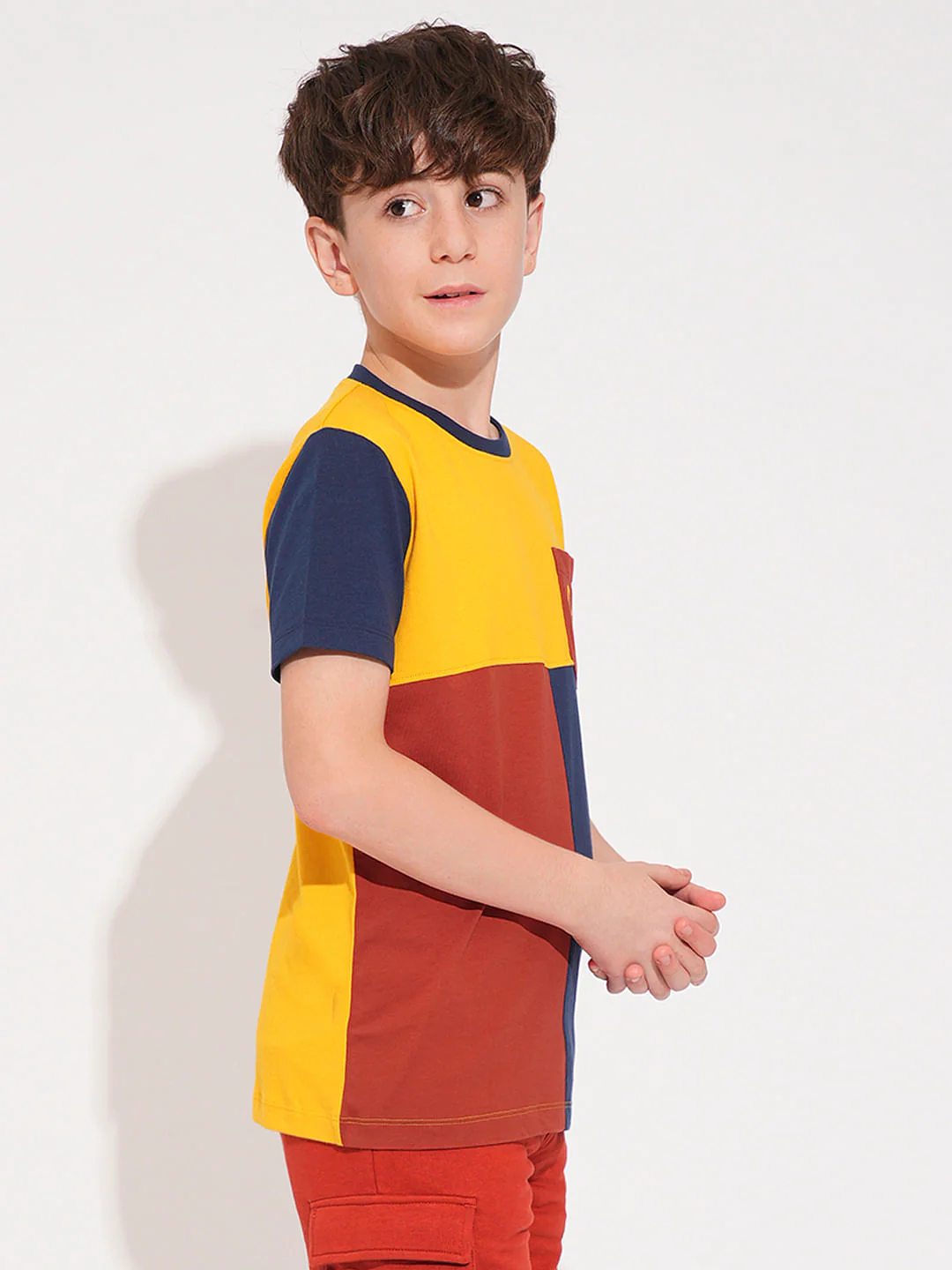 Boys Yellow Colourblocked T-shirt - Image 3