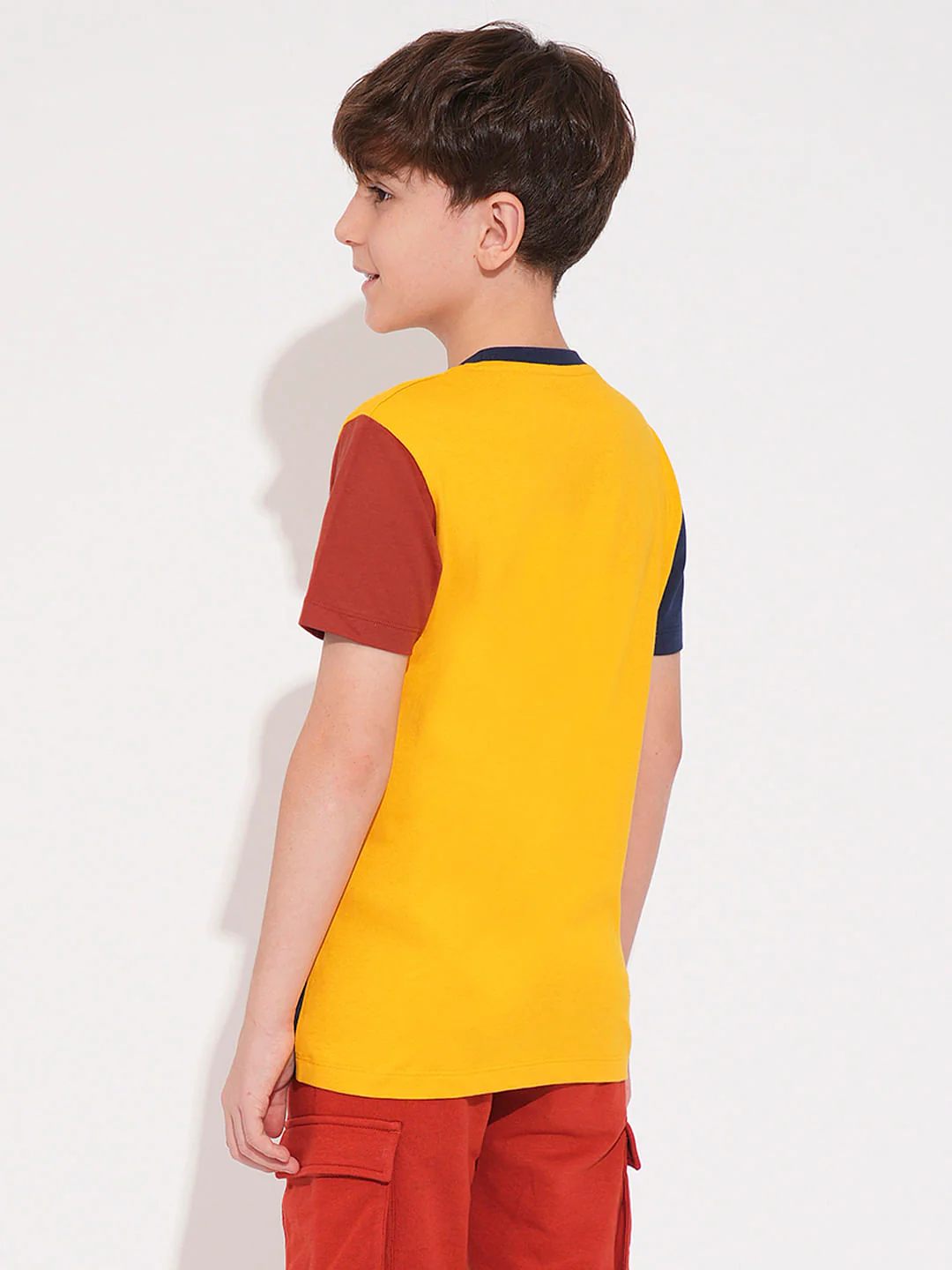 Boys Yellow Colourblocked T-shirt - Image 4