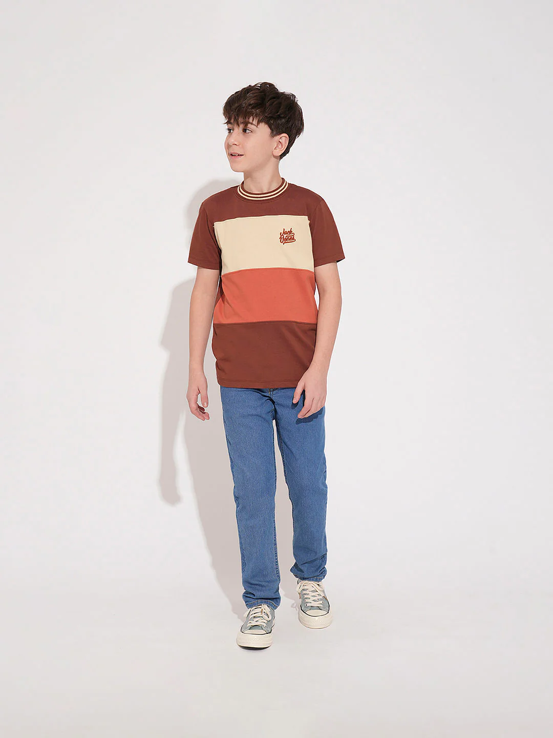 Boys Brown Colourblocked Cotton T-Shirt - Image 5
