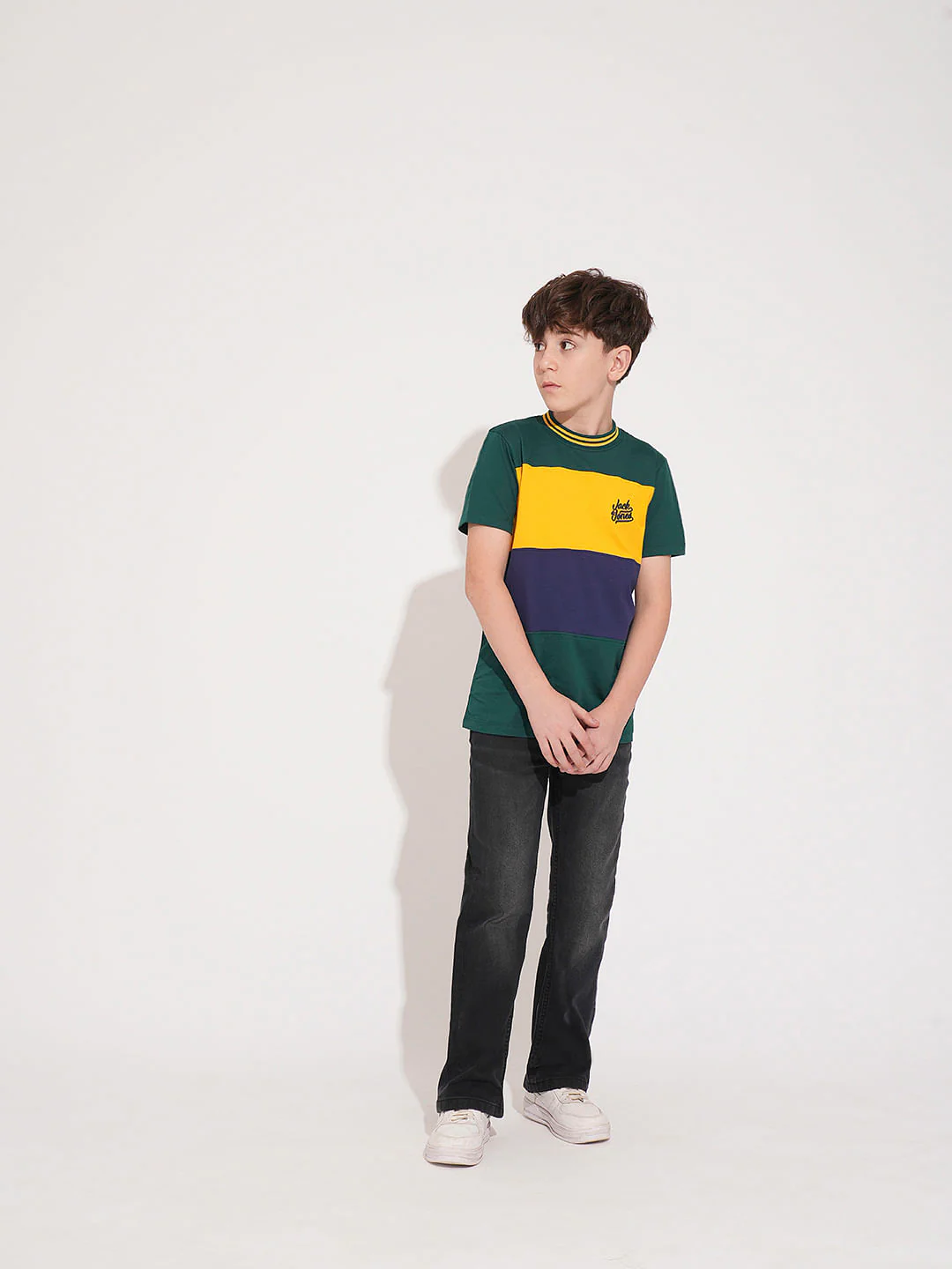 Boys Green Colourblocked Cotton T-Shirt - Image 5