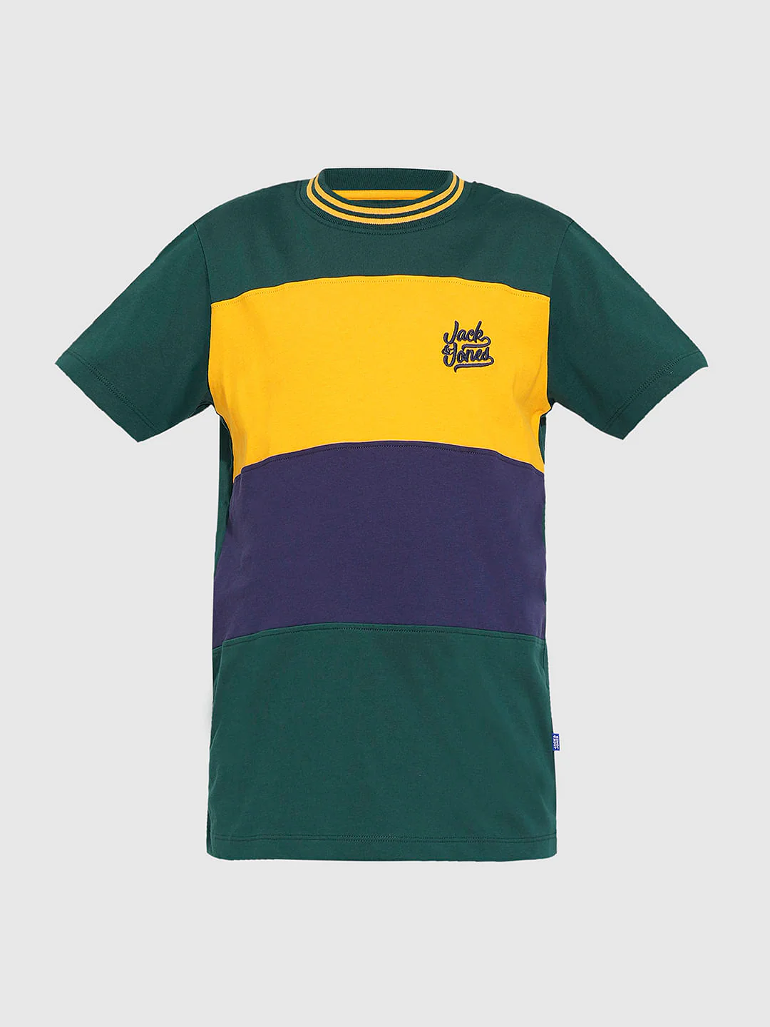 Boys Green Colourblocked Cotton T-Shirt - Image 7