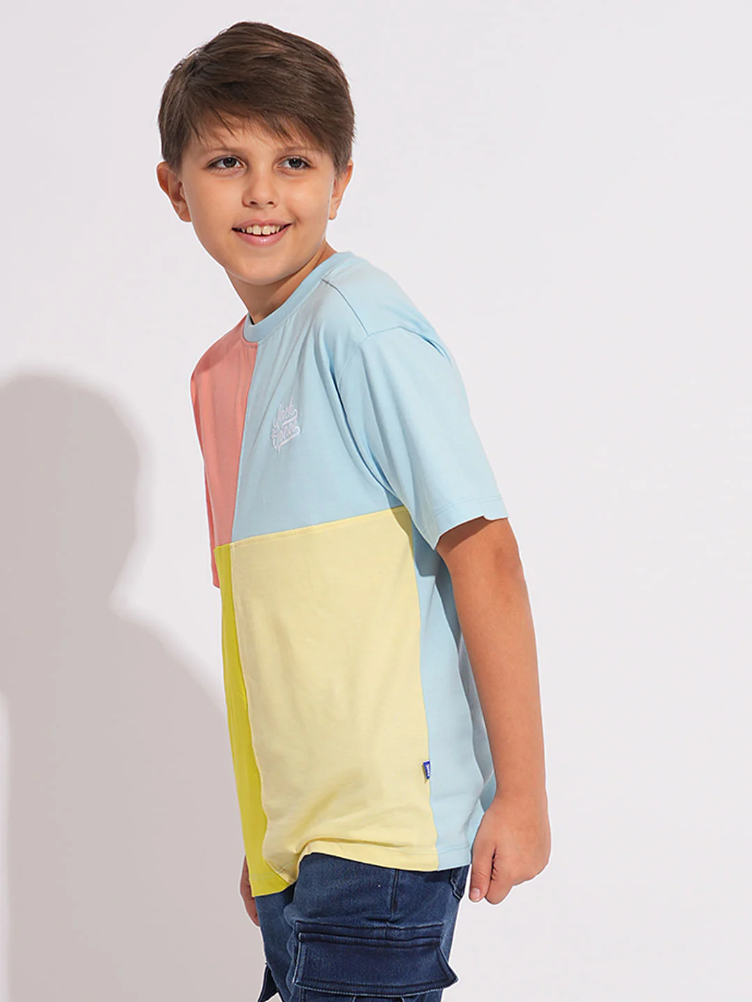 Boys Coral Colourblocked Cotton T-shirt - Image 3