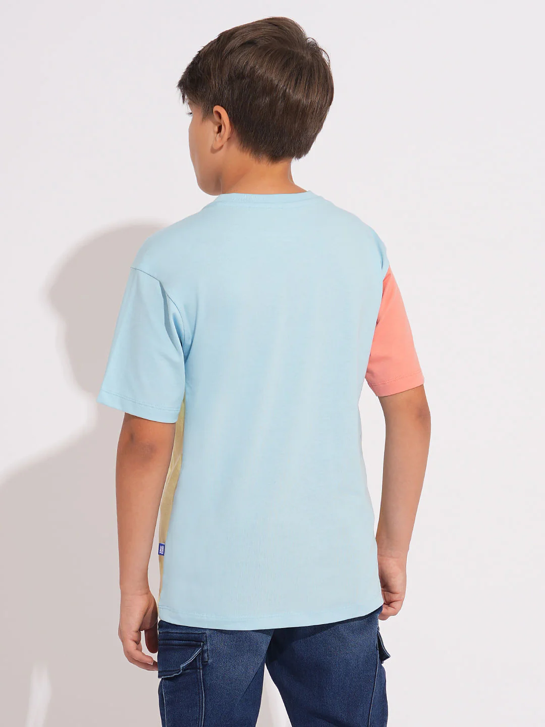 Boys Coral Colourblocked Cotton T-shirt - Image 4
