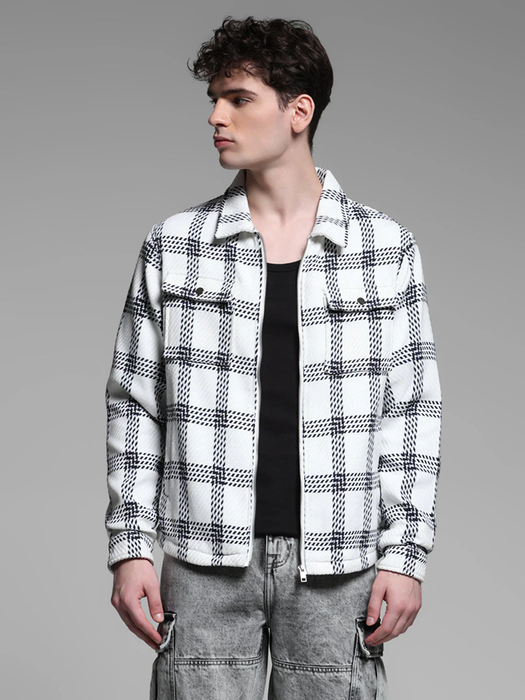 White Check Cotton Shirt - Image 2