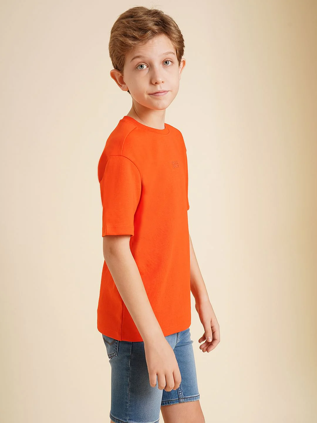 Boys Orange Logo Print Oversized T-shirt - Image 3
