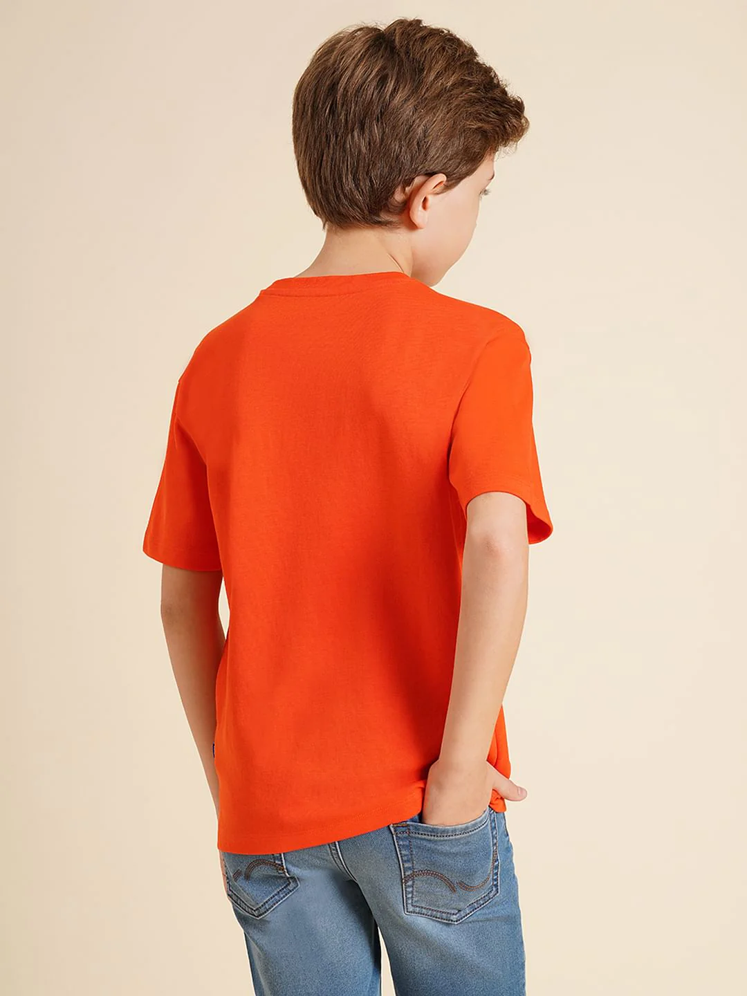 Boys Orange Logo Print Oversized T-shirt - Image 4