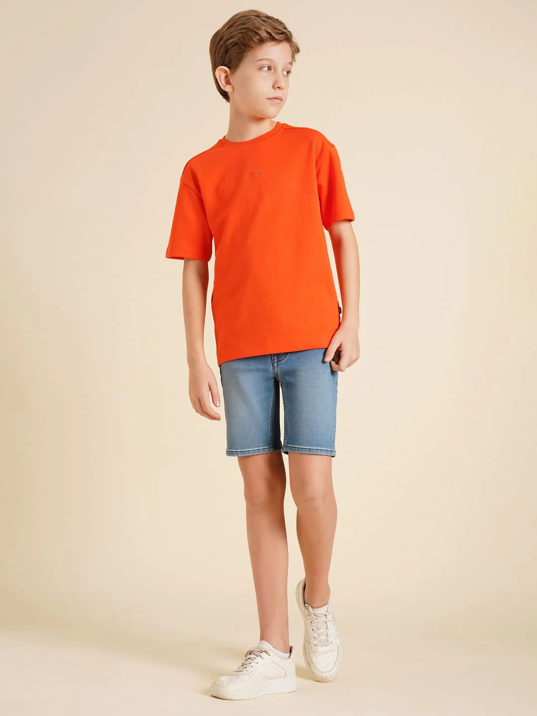 Boys Orange Logo Print Oversized T-shirt - Image 5