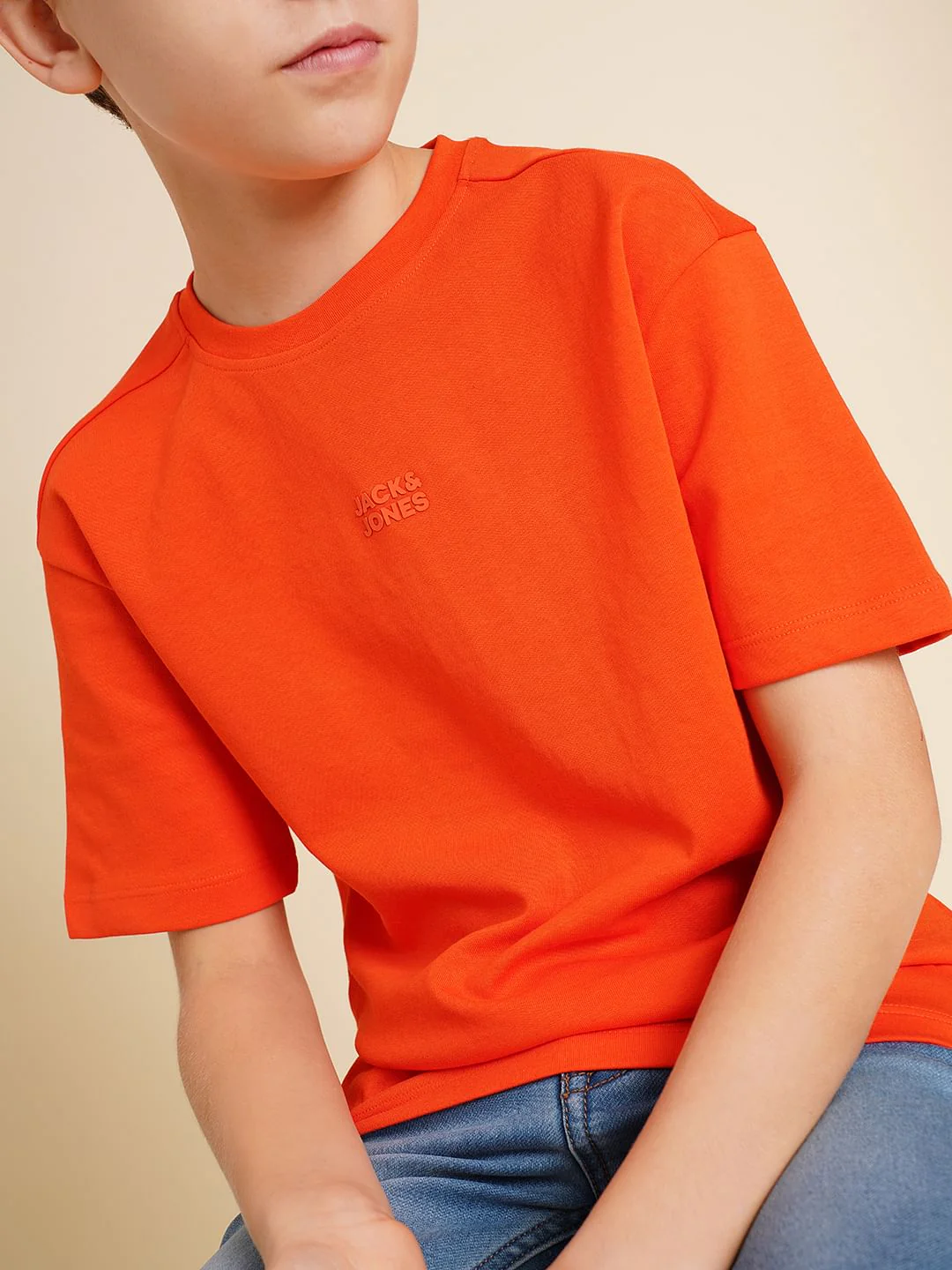 Boys Orange Logo Print Oversized T-shirt - Image 6