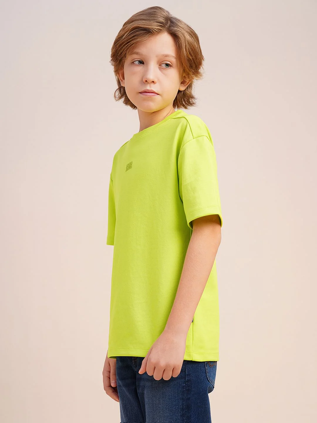 Boys Neon Green Logo Print Oversized T-shirt - Image 3