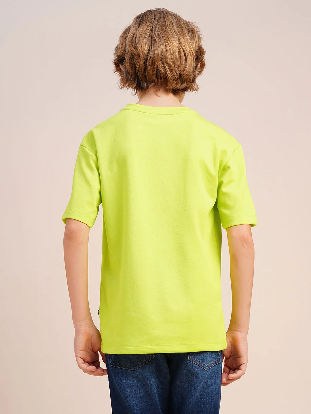 Boys Neon Green Logo Print Oversized T-shirt - Image 4