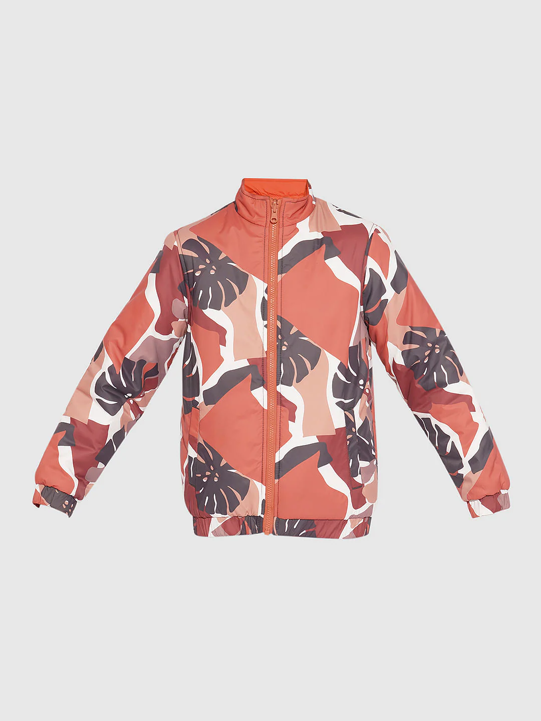 Boys Orange Camo Print Reversible Jacket - Image 8