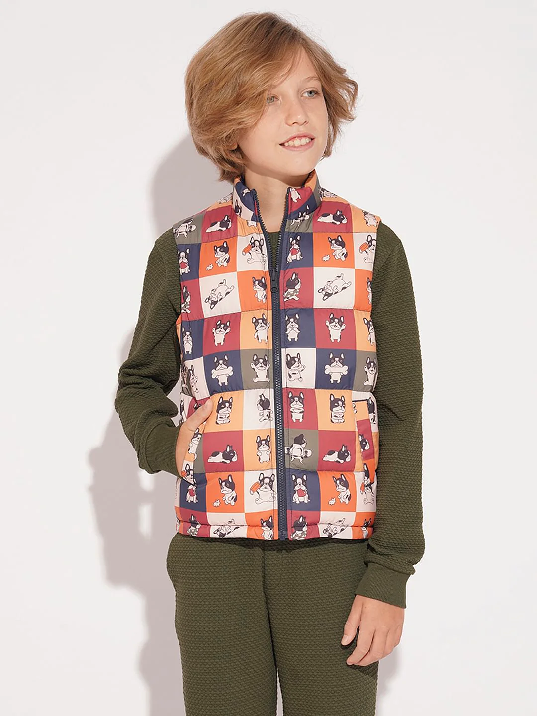 Boys Multi-Colour Reversible High Neck Jacket - Image 2