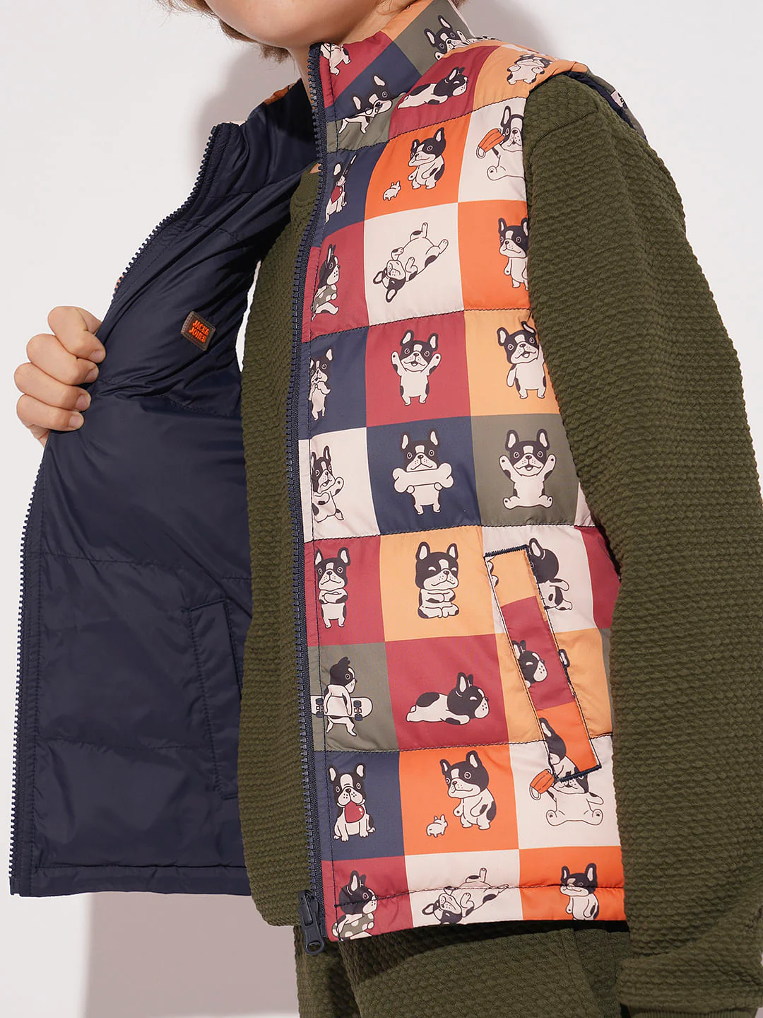 Boys Multi-Colour Reversible High Neck Jacket - Image 9