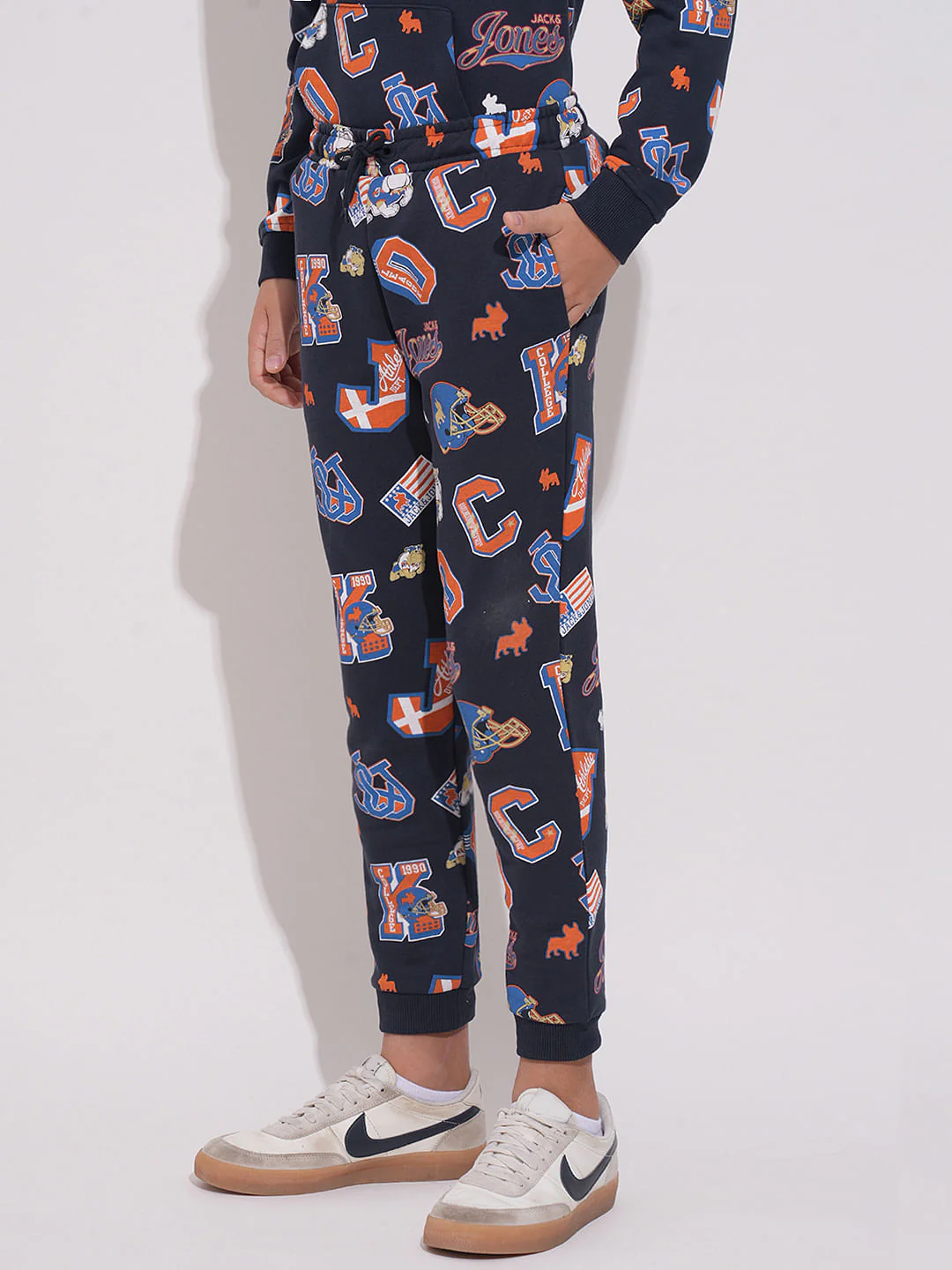 Boys Blue Printed Co-ord Set Joggers - Image 3