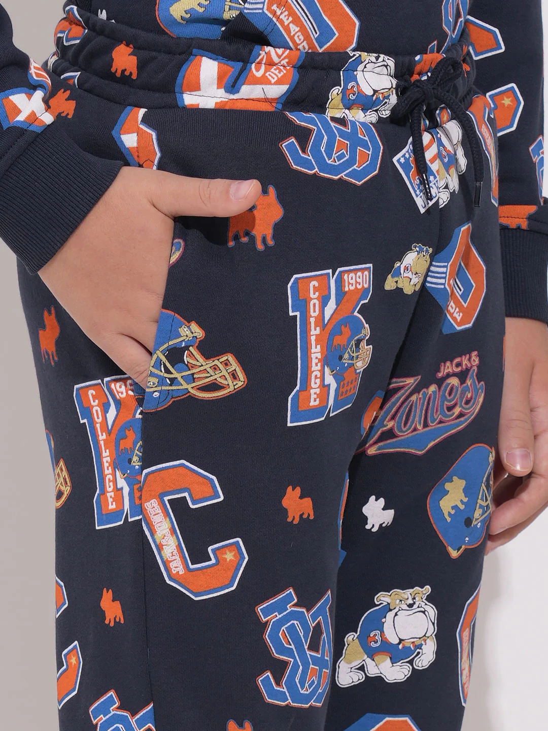 Boys Blue Printed Co-ord Set Joggers - Image 6