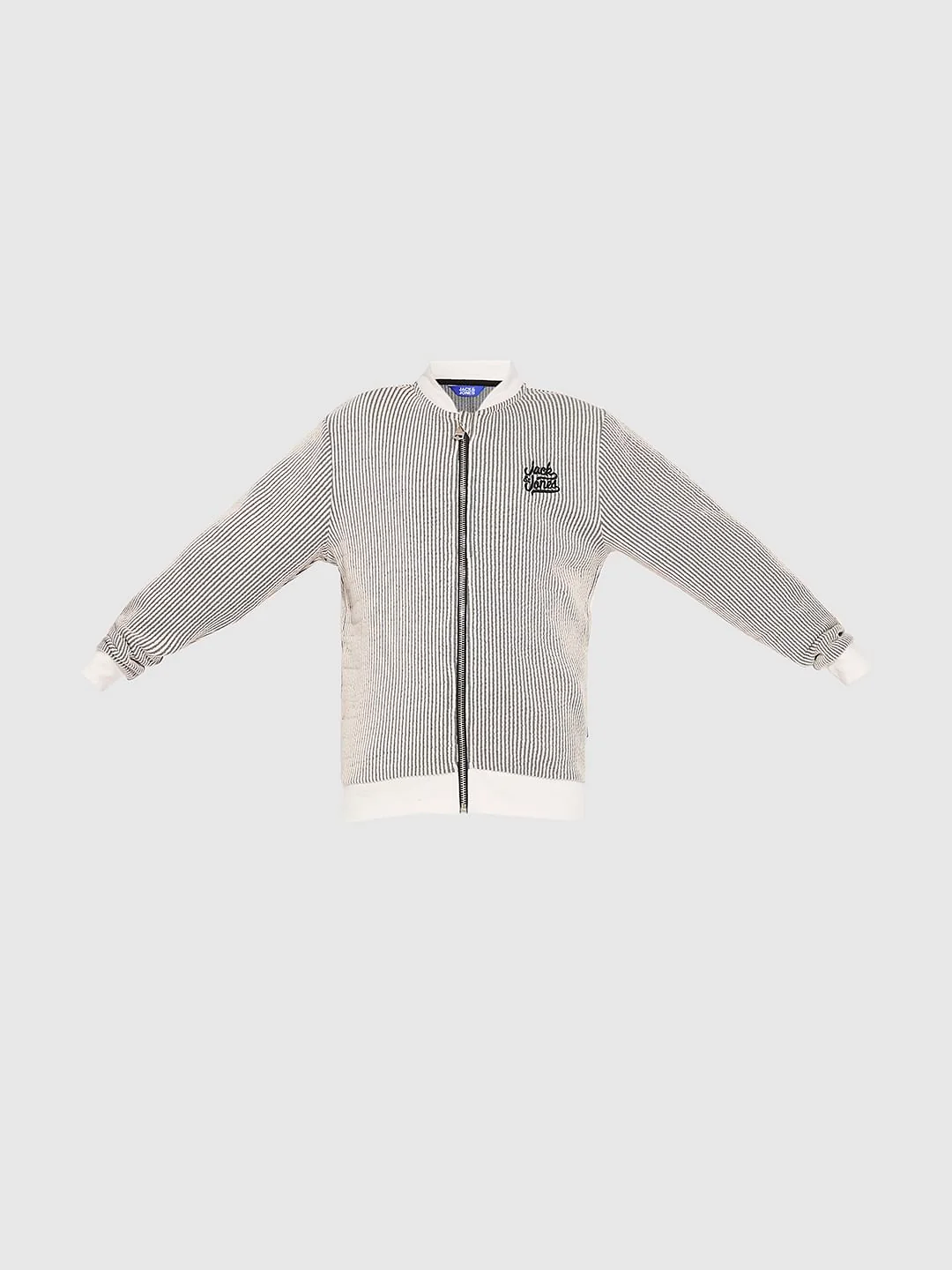 Boys White Striped Co-ord Set Sweat-Jacket - Image 7