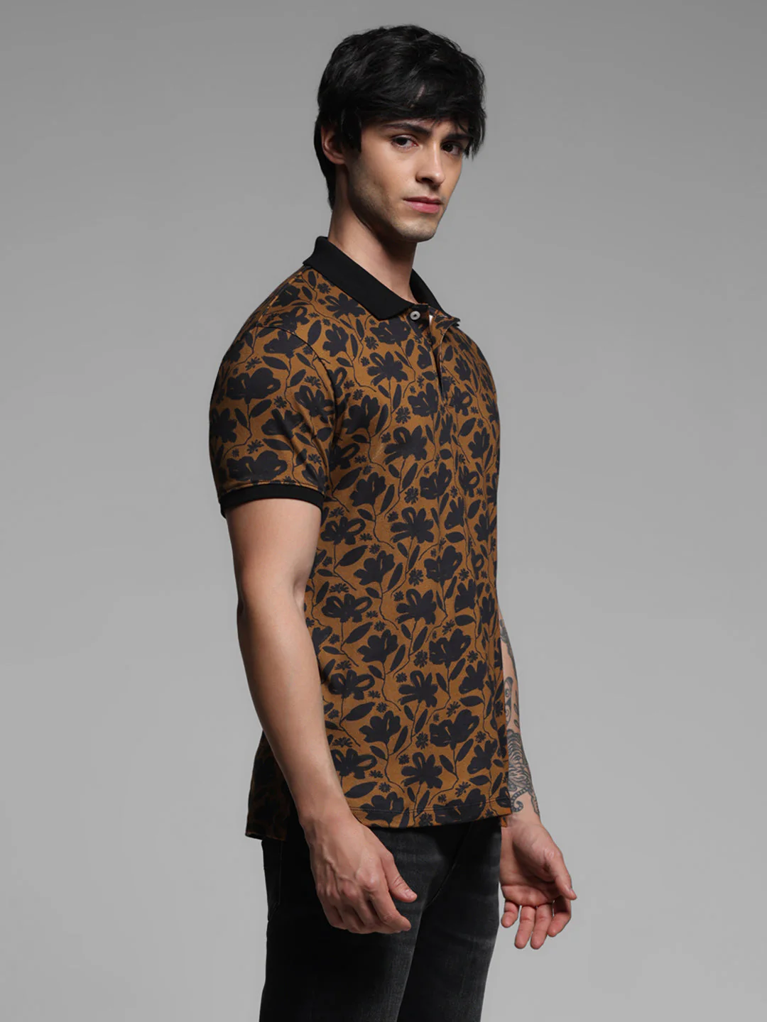 Brown Printed Cotton Polo - Image 3