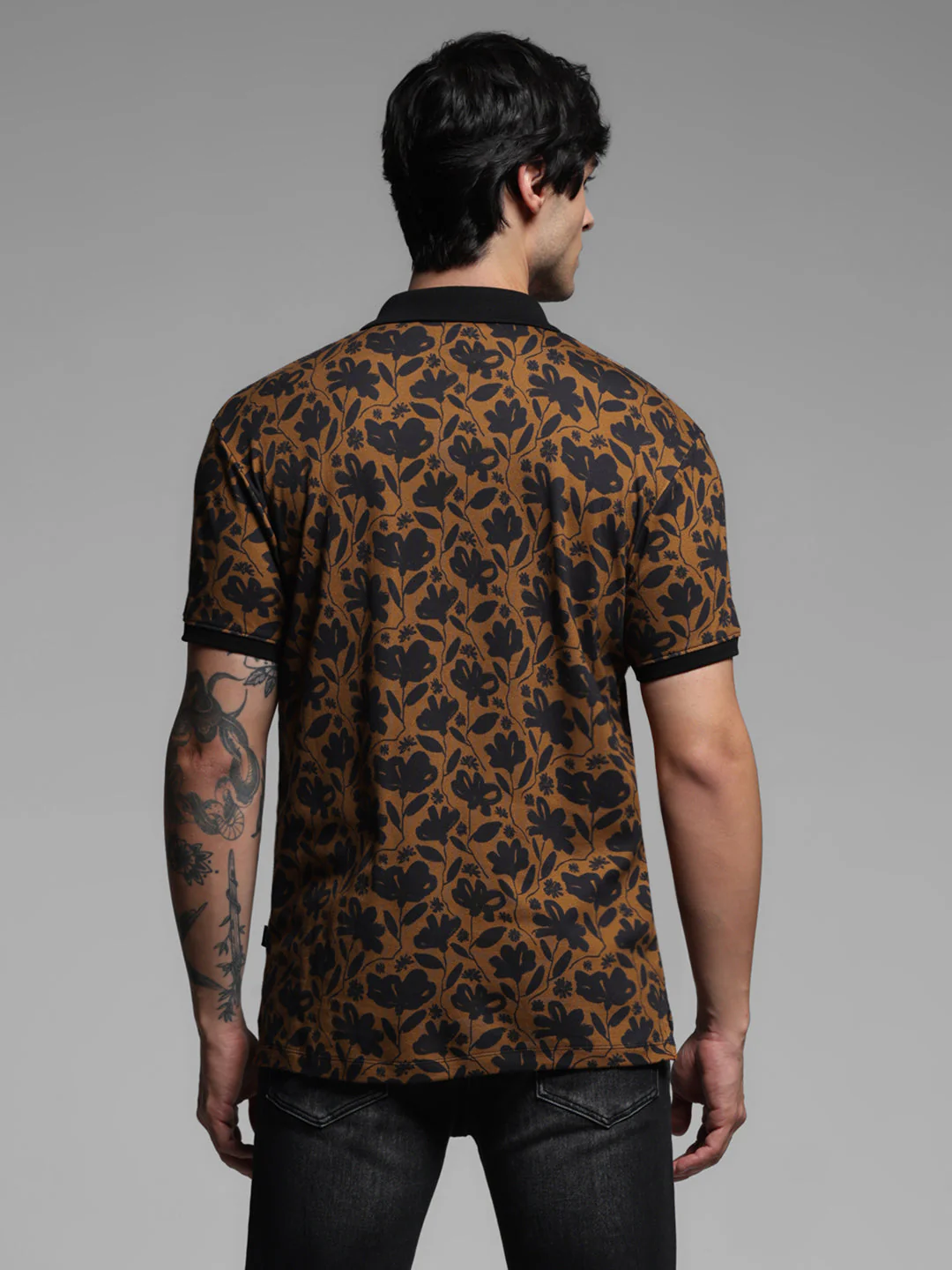 Brown Printed Cotton Polo - Image 4