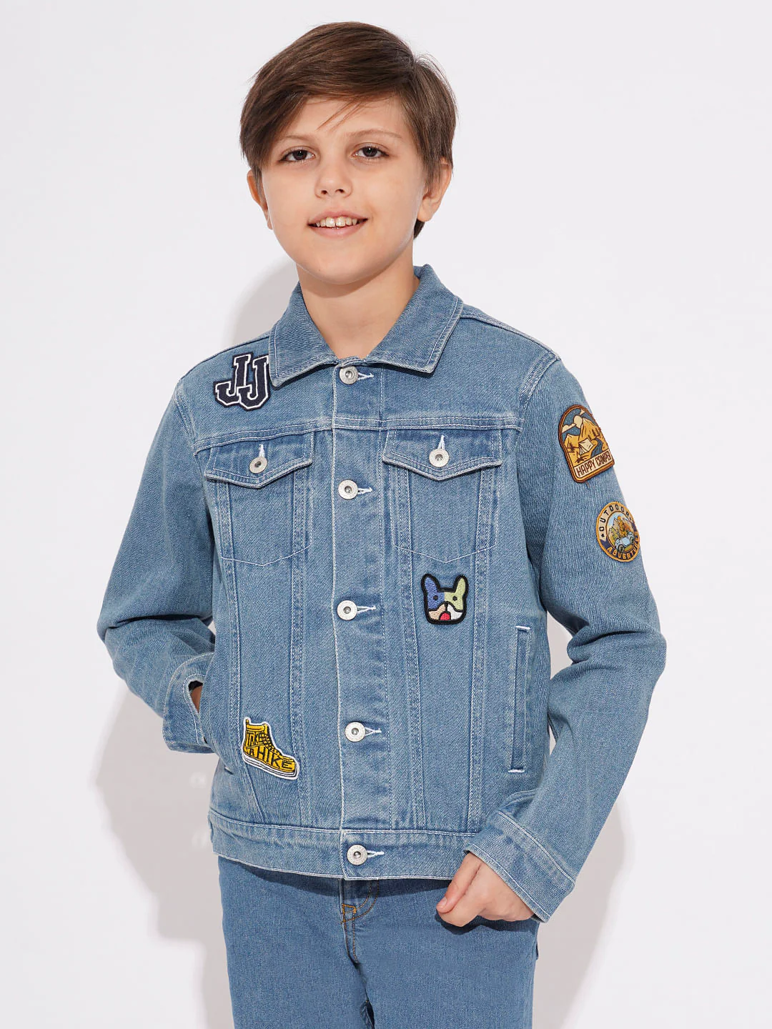 Boys Blue Embroidered Applique Denim Jacket - Image 2