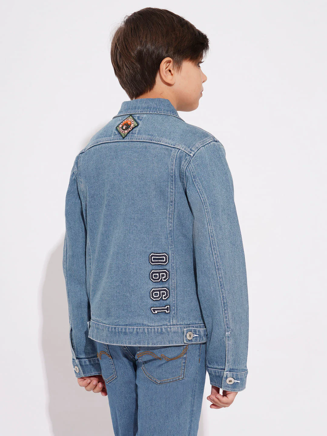 Boys Blue Embroidered Applique Denim Jacket - Image 4